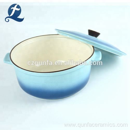 Heat Resistant Color Round Ceramic Casserole With Lid